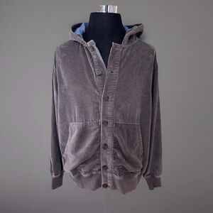 The Territory Ahead Hoodie Jacket XL Men Gray Corduroy Pockets Casual Travel Y2K